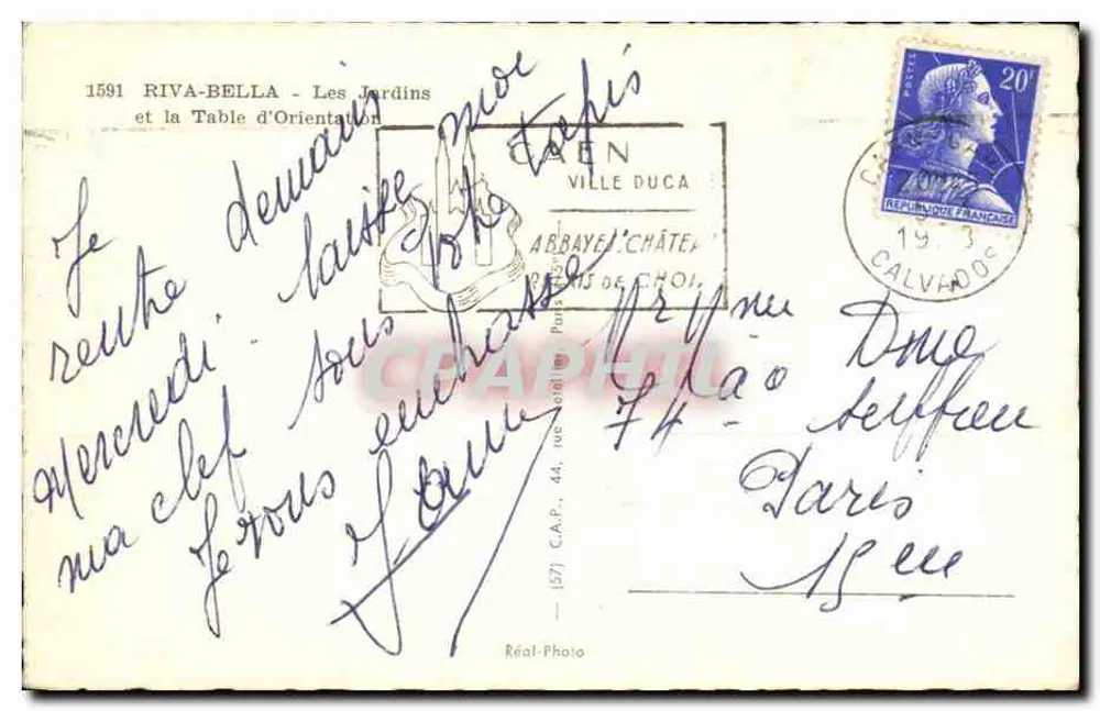 Riva-Bella - Die Gärten und die Orientierungstafel — Réal-Photo, n°1591 - Rückseite
