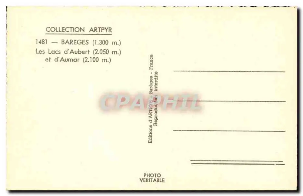 Seen von Aubert und Aumar — Barèges — Éditions d'ARTPYR - Rückseite