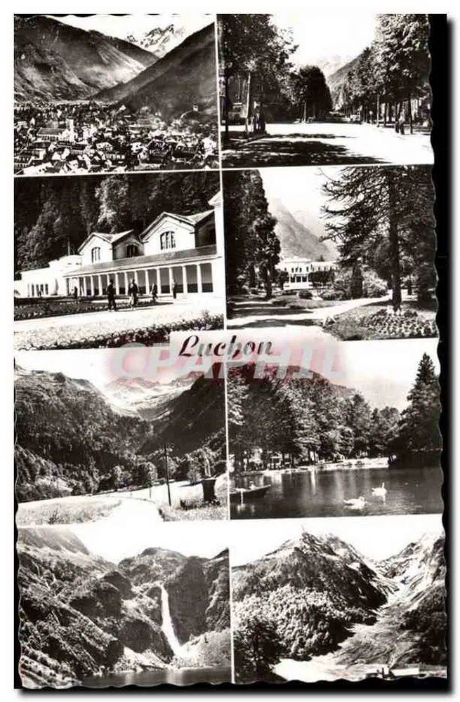 Luchon — Vista geral — Estabelecimento Termal, Lago de Oo, Parque, Cachoeiras — Estação Termal de Verão e Estação de Esportes de Inverno - Frente