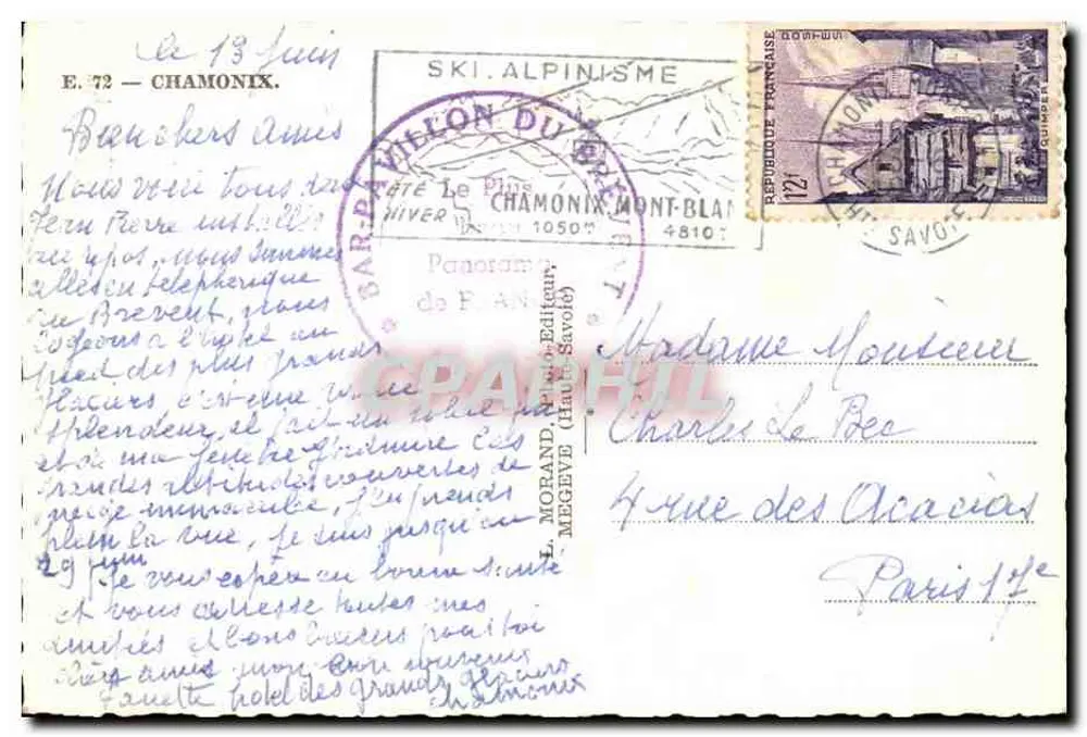 Chamonix — Teleférico Plan-Praz-Brévent (2525m) — L. Morand, Haute-Savoie - Verso