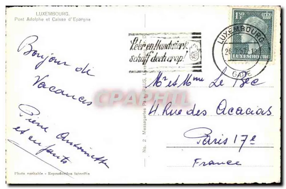 Ponte Adolphe e Caixa de Poupança — Luxemburgo — Foto verdadeira — Reprodução proibida - Verso