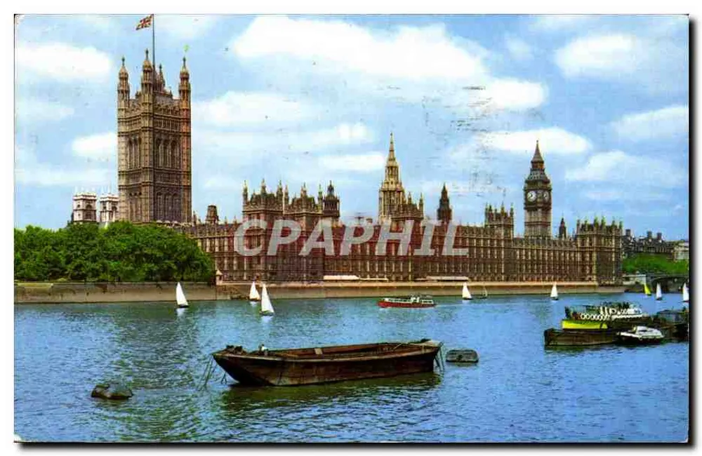Häuser des Parlaments, LONDON — Blick auf den Fluss mit Booten — Natural Colour Series, Cophoto - Vorderseite