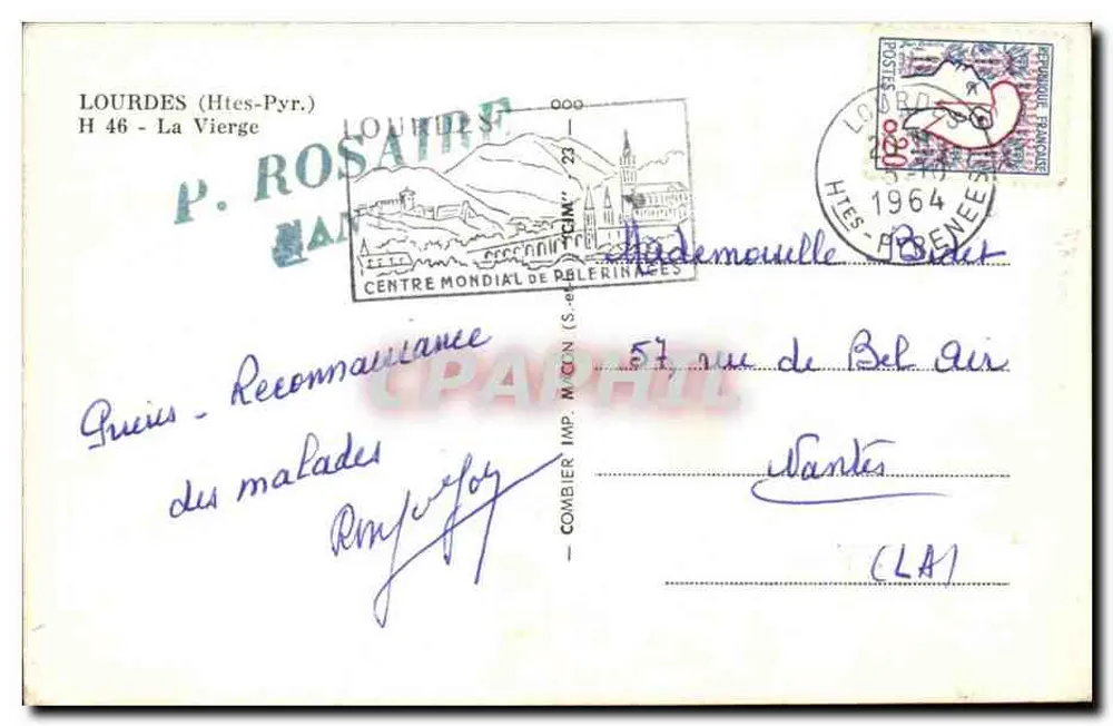 Estátua da Virgem Imaculada Conceituada — Lourdes — editor P. ROSAIRE - Verso