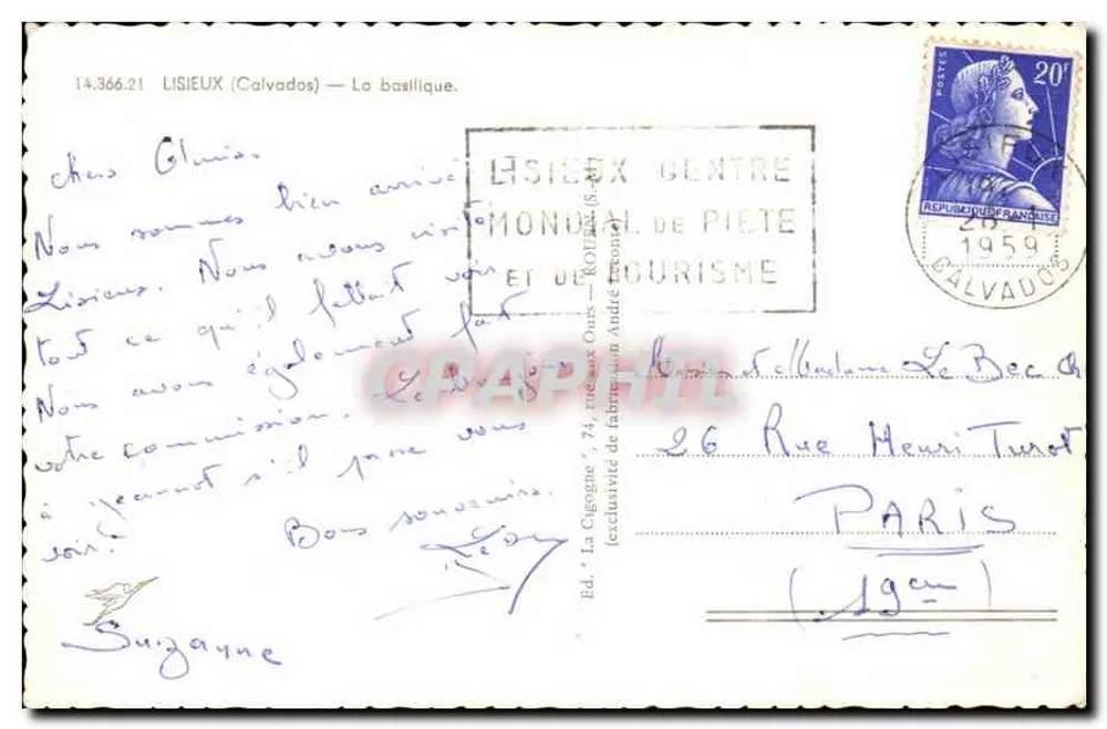 A basílica de Lisieux — edição La Cigogne, n° 14.366.21 - Verso