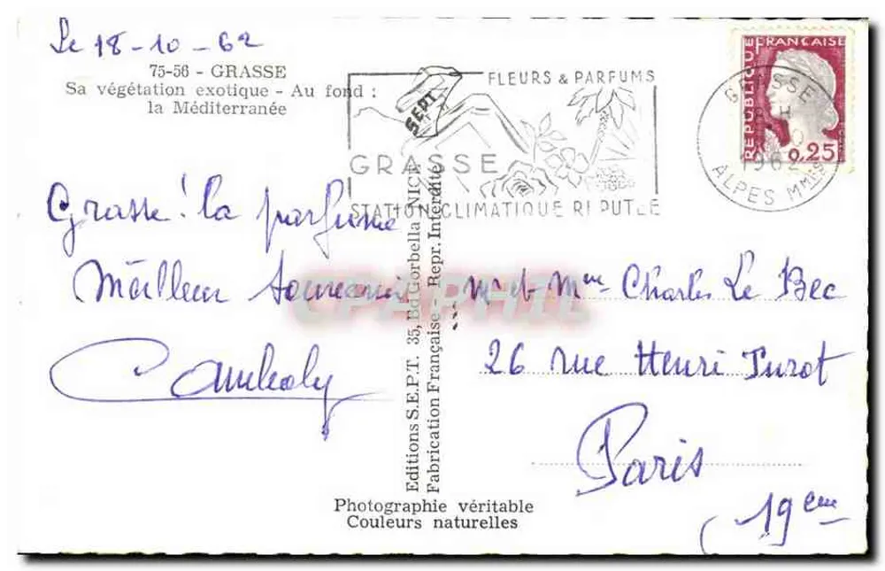 Grasse — Ihre exotische Vegetation — Editions S.E.P.T. - 75-58 - Rückseite