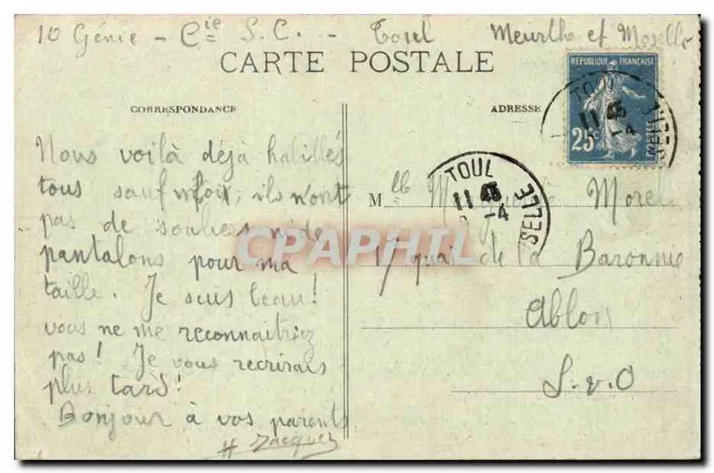 Toul — Innenansicht der Porte Moselle — Ch. Delfour, Verlag Toul - Rückseite