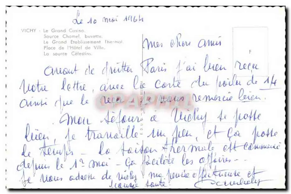 Vichy — Panoramablick und Thermalanlagen — Verlag nicht sichtbar - Rückseite