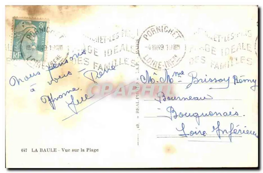 La Baule — Vista da Praia — editor A.P. n°447 - Verso