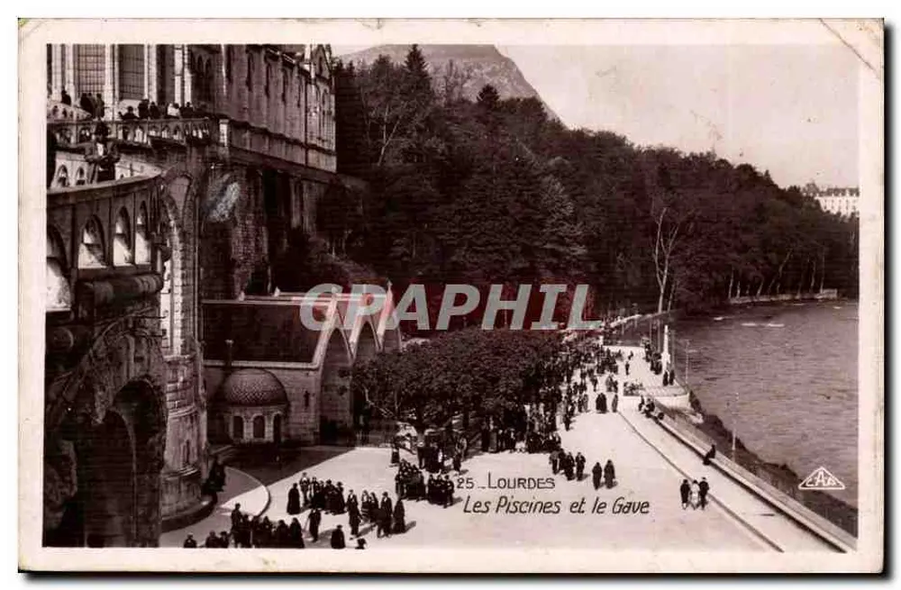 De Piscines en de Gave — Lourdes — uitgever A.A. n°25 - Voorkant
