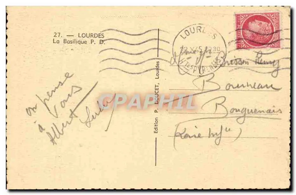 Lourdes — A Basílica P. D. — Edição P. Doucet - Verso