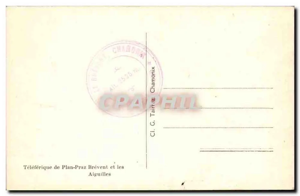 Teleférico de Plan-Praz Brévent e as Agulhas — CI. C. Tairraz Chamonix - Verso