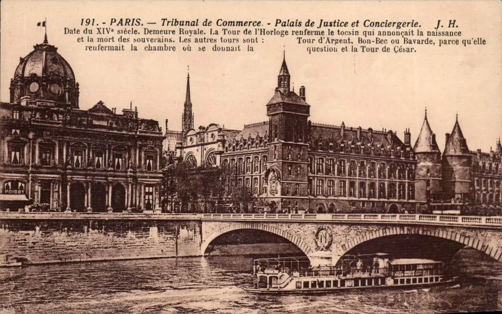 Paris — Tribunal de Commerce — Palais de Justice und Conciergerie — J. H. - Vorderseite