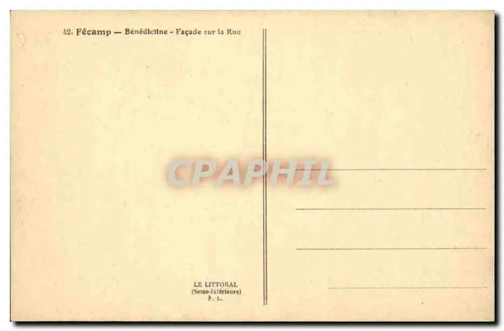 Fécamp — Bénédictine — Fachada na Rua — LE LITTORAL (Seine-Inférieure) F.L. - Verso
