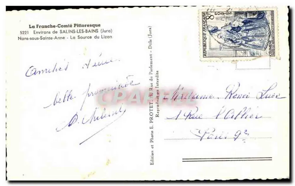 Die Quelle des Lizon — Nans-sous-Sainte-Anne (Jura) — Edition E. PROTET - Rückseite