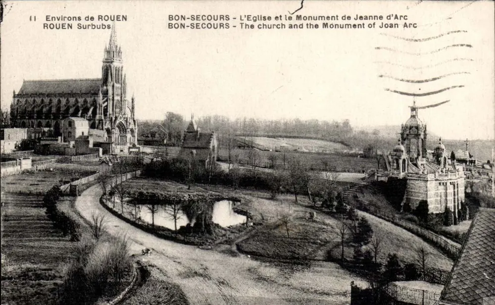 BON-SECOURS — Die Kirche und das Denkmal für Jeanne d'Arc — Verleger: ROUEN Surchubs - Vorderseite