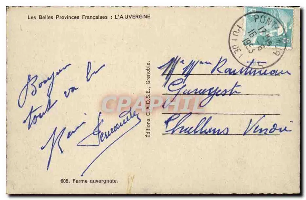 Fazenda Auvergnata — Auvignac — Edições C.A.D.S.E., Grenoble - Verso