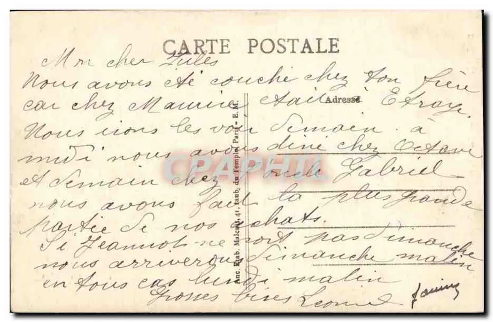 Vincennes — Capela do Castelo — E.M. n°1043 - Verso