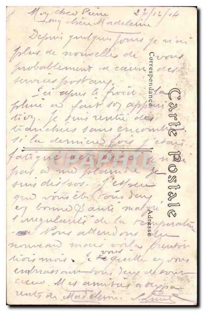 Bombardement von REIMS durch die Deutschen, 18. September 1914 — Place Royale und Rue Colbert (aktueller Zustand) — Sammlung M. George, Reims - Rückseite