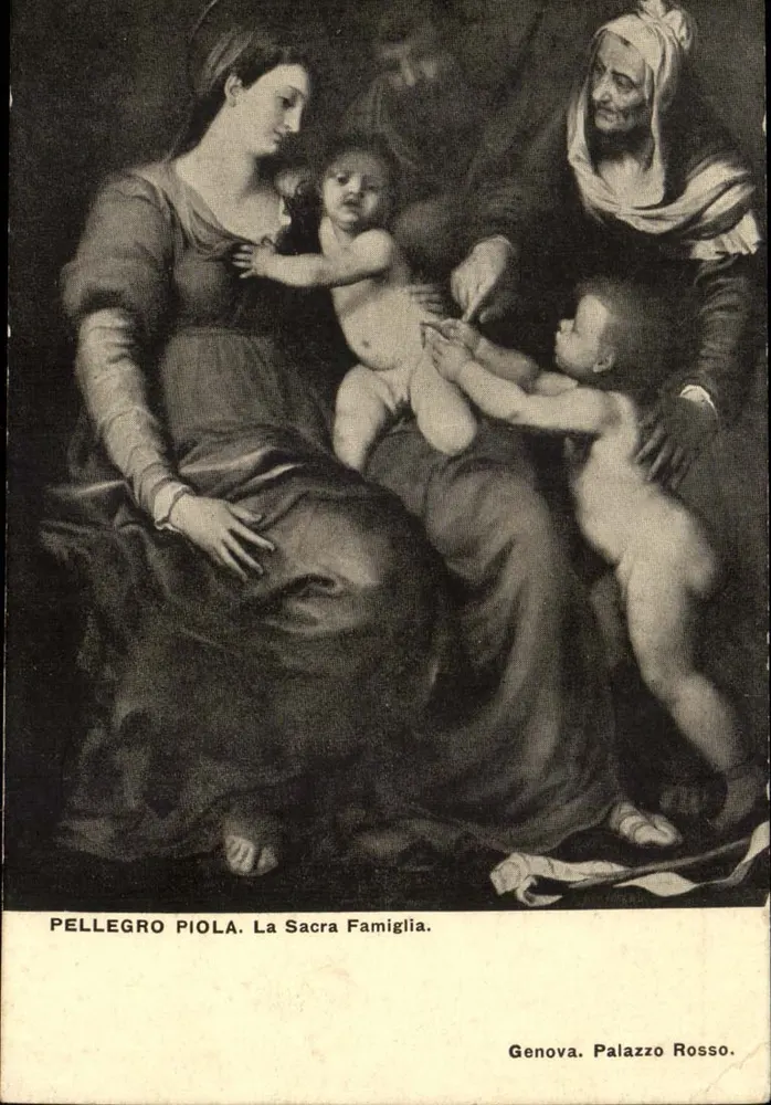 La Sacra Famiglia — Gemälde von Pellegro Piola — Genua, Palazzo Rosso - Vorderseite