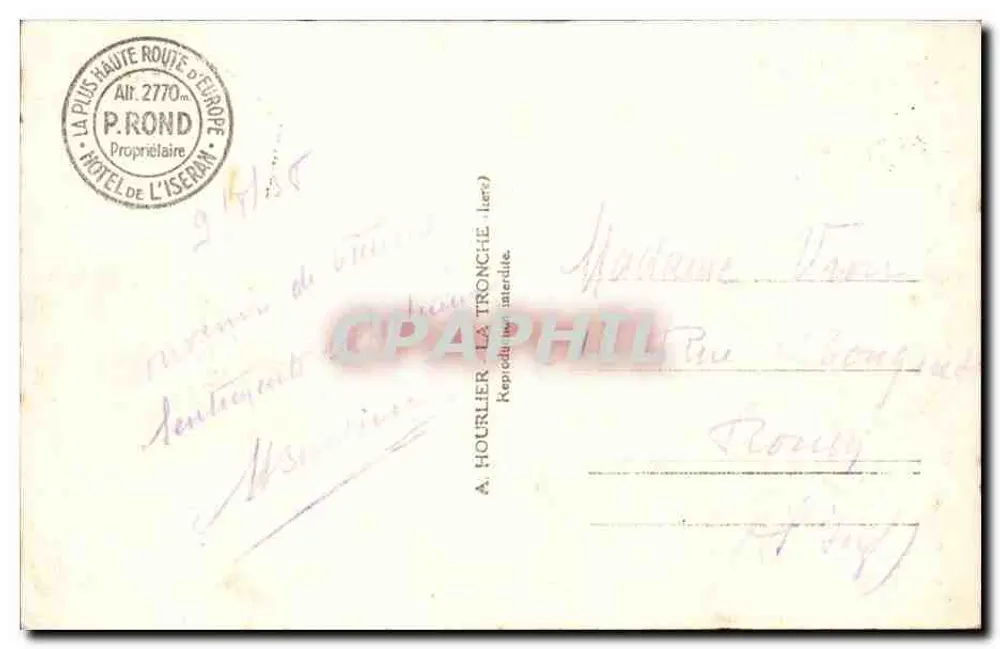 Route de l'Iséran — Géorgie, Bailliette und Tsantelcino — A. Hourlier, Eigentümer - Rückseite