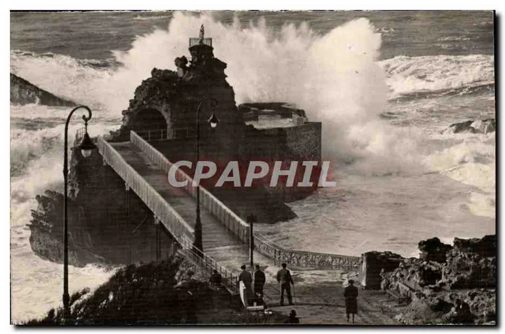 O Rocher de la Vierge em Biarritz — tempestade — Les Éditions d'Art BARRIÈROUSSE - Biarritz - Frente