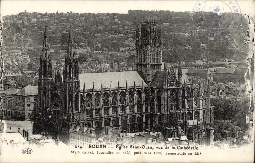 Rouen — Église Saint-Ouen, Blick auf die Kathedrale — Gotischer Stil. 1136 in Brand gestellt, dann um 1270; 1318 wiederaufgebaut - Vorderseite