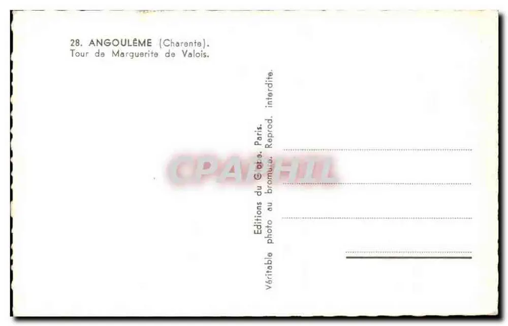 Angoulême — Tour de Marguerite de Valois — Éditions du Géot, Paris - Rückseite