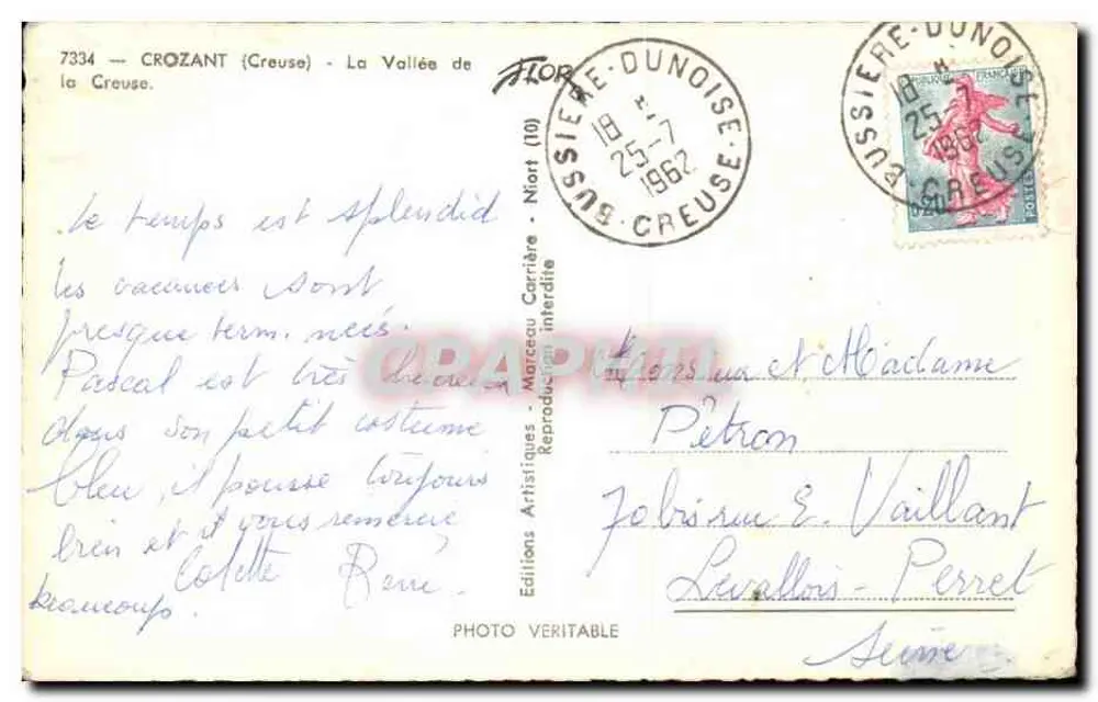 A Vale da Creuse — Crozant (Creuse) — Edições Artísticas Veritable - Verso