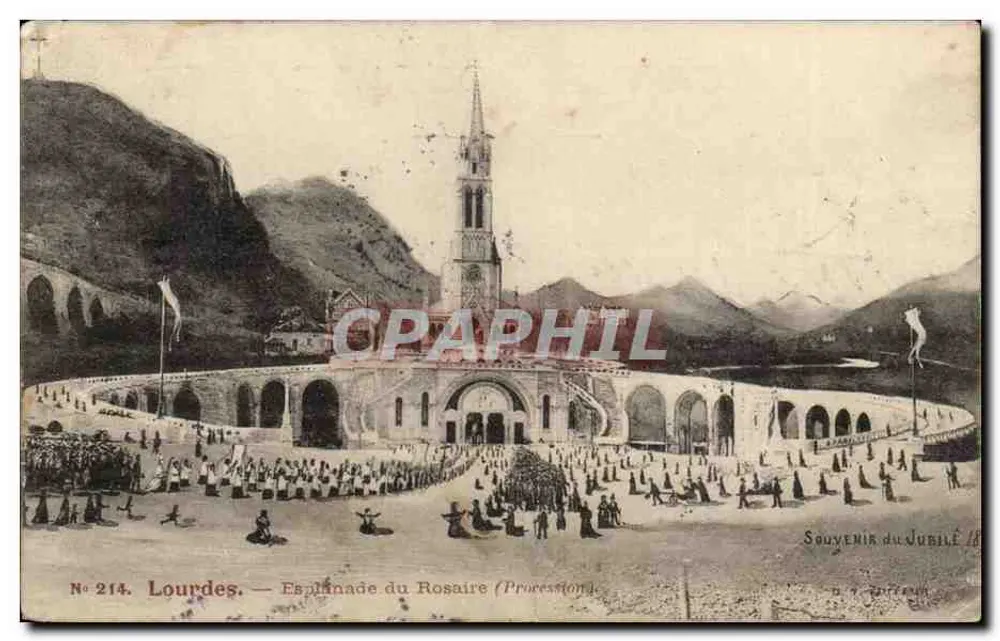 Lourdes — Esplanada do Rosário (Procissão) — n° 214, editor n.° Barré - Frente