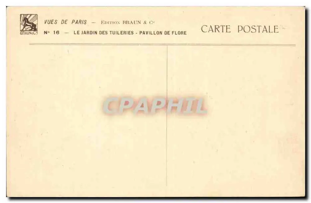 Der Tuileries-Garten — Pavillon de Flore — Edition Braun & Cie, Nr. 16 - Rückseite