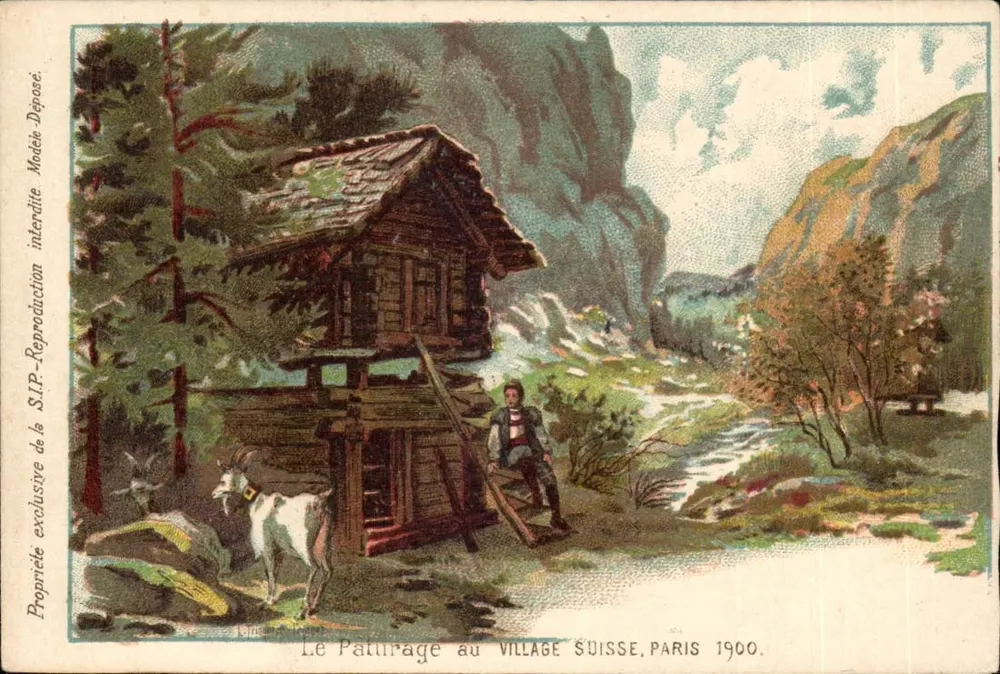 Das Weideland im Schweizer Dorf — Paris 1900 — SIP - Vorderseite