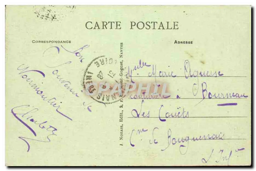 Noirmoutier - Bois de la Chaize - L'Anse Rouge — J. Nozais, Éditeur, Nantes, n°56 - Verso