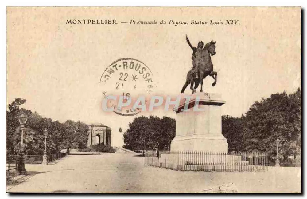 Montpellier — Promenade du Peyrou. Statue Louis XIV. - Vorderseite