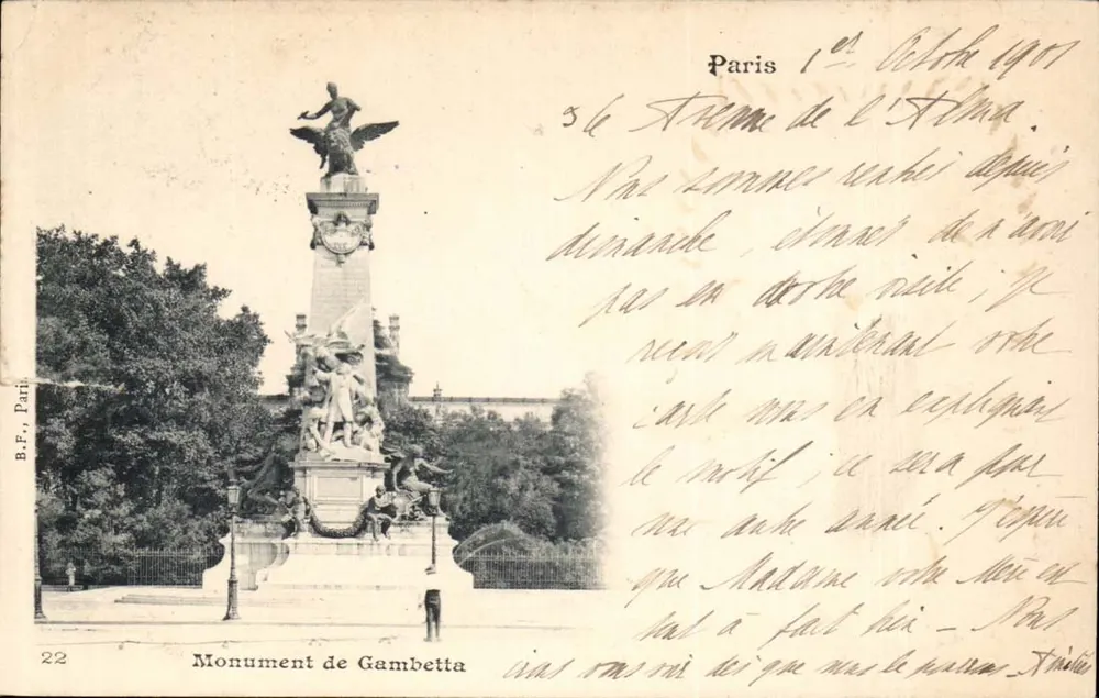 Monumento de Gambetta — Paris — B.F. Paris 22 - Frente
