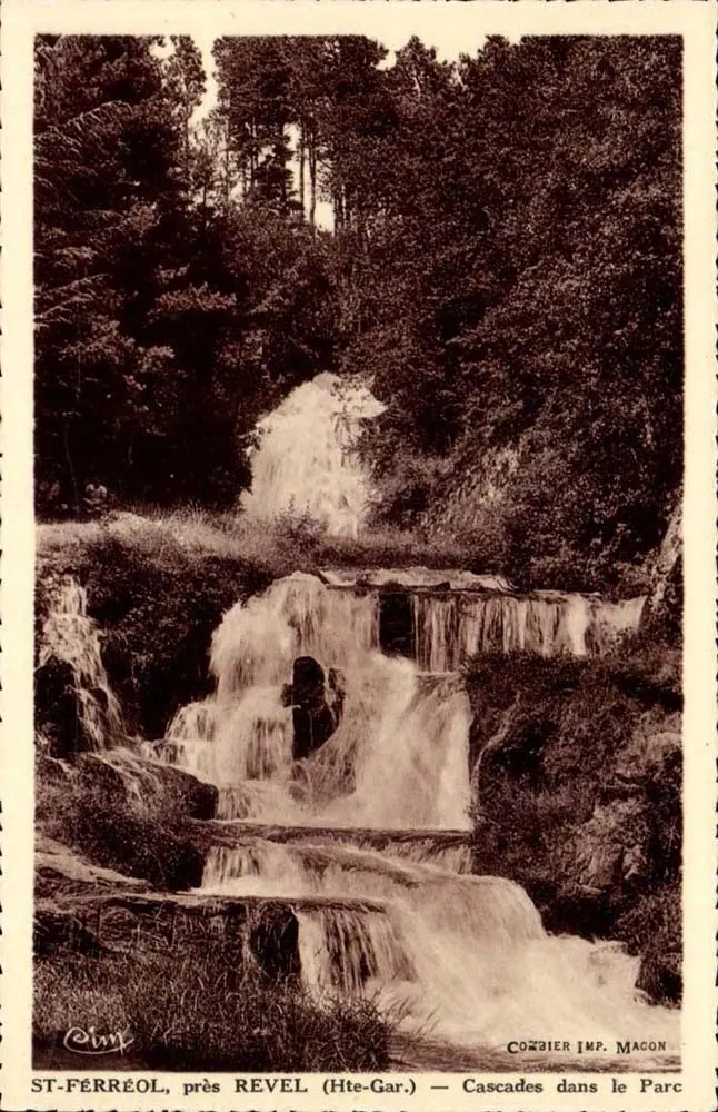 ST-FÉRRÉOL, nahe REVEL (Hte-Gar.) — Wasserfälle im Park — Combier IMP. MACON - Vorderseite