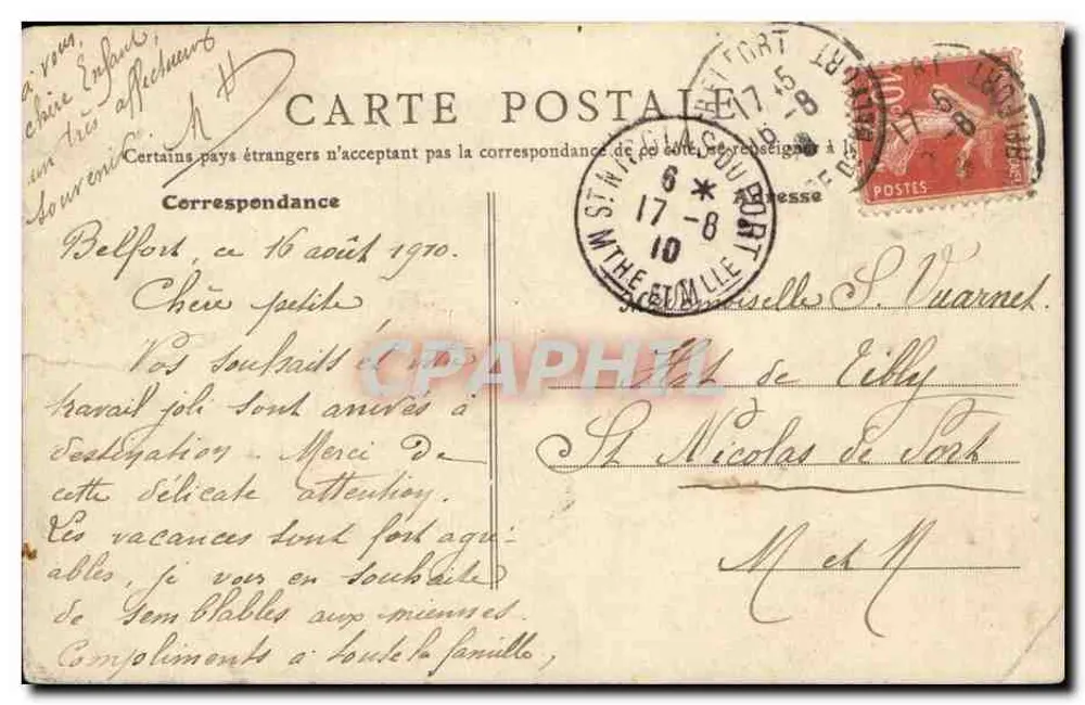 Belfort - Estátua « Quand-Même » — Edição Artística P. F. By - Verso