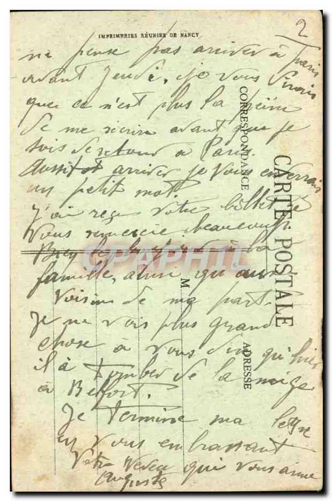 Belfort - O Leão (obra de Bartholdi, com 23 m de comprimento e 11 m de altura) — edição S. Stayer, 40, Impr. de France, Belfort - Verso