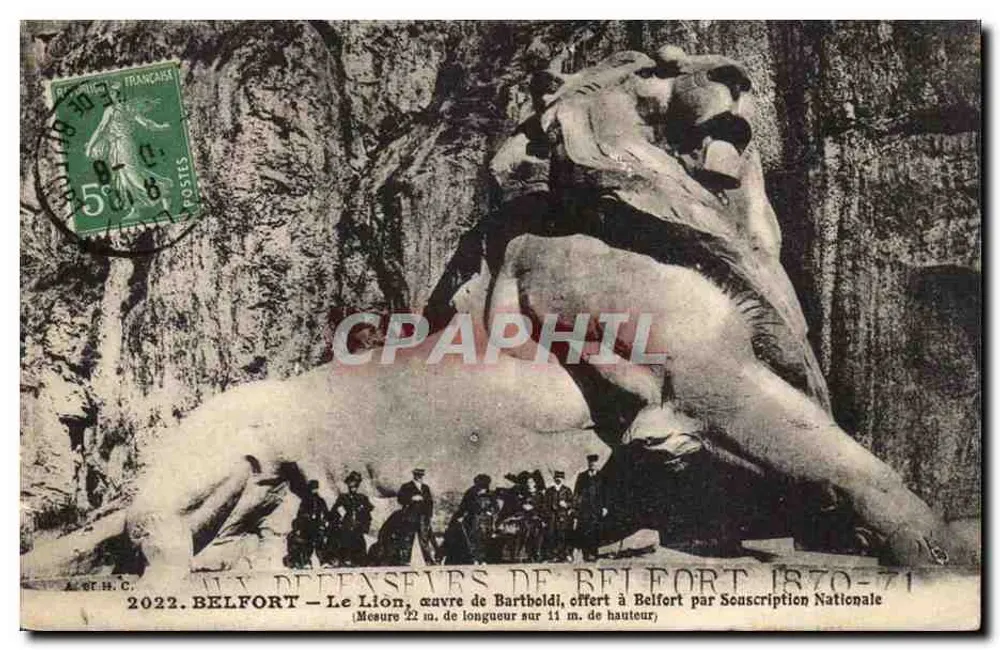 Belfort — Le Lion — Werk von Bartholdi, gespendet an Belfort durch nationale Spendenaktion (1870-71) - Vorderseite