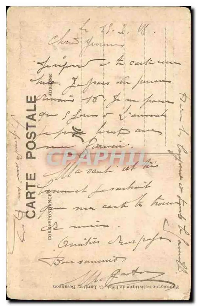 Belfort — O Leão (obra de Bartholdi) — C. L. B. - Verso