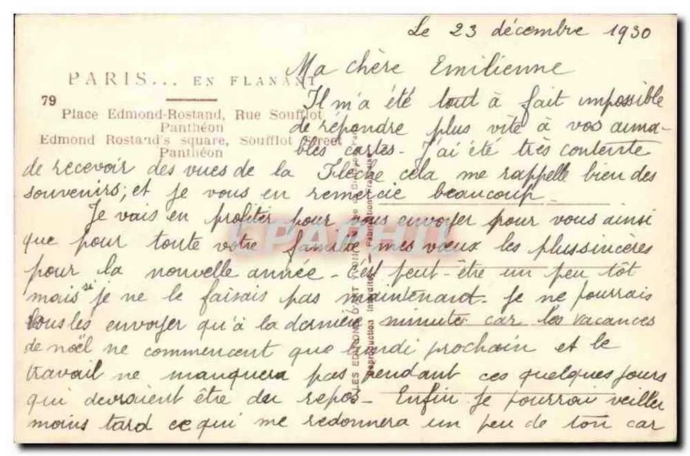 Place Edmond-Rostand — Panthéon im Hintergrund — Yvon, n°79 - Rückseite