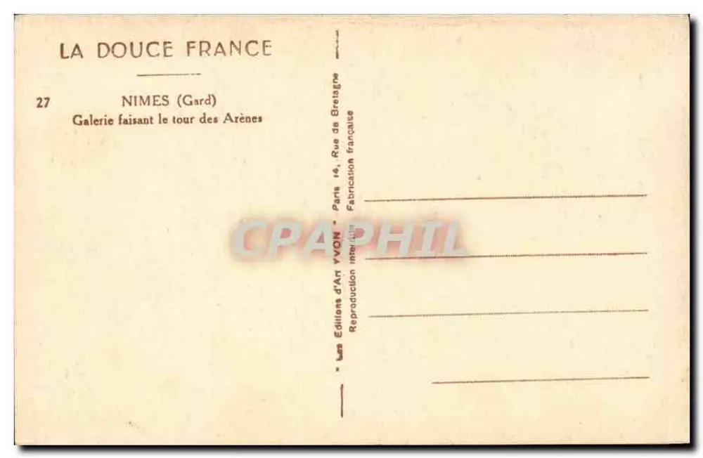 Nîmes (Gard) — Galerie um die Arenen — Éditions d'Art YVON - Rückseite