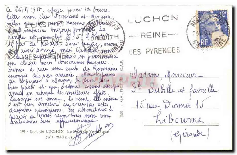 Kanał Portu Verneque — Luchon — wydawca C.A.P. nr (50) - Rewers