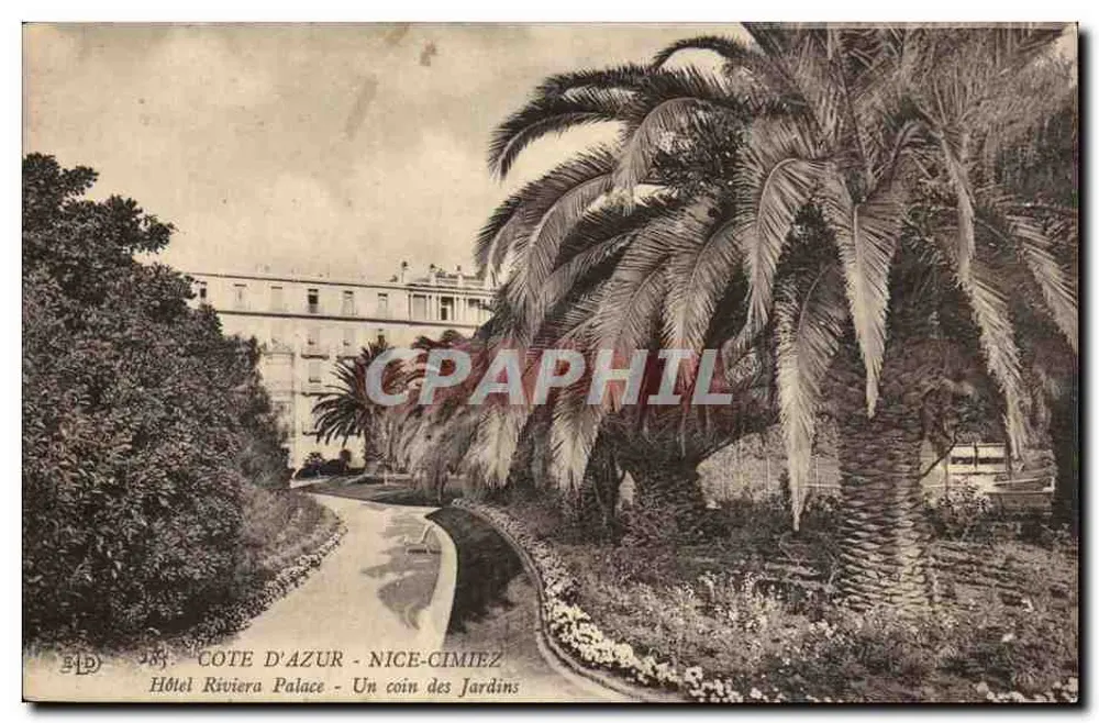 Côte d'Azur - Nice-Cimiez - Hotel Riviera Palace - Ein Eckbereich der Gärten - Vorderseite