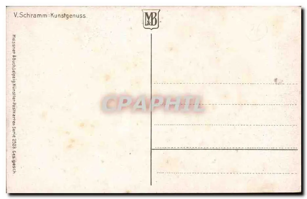 Frau in Abendkleid beim Lesen — V. Schramm — Serie 2528 - Rückseite
