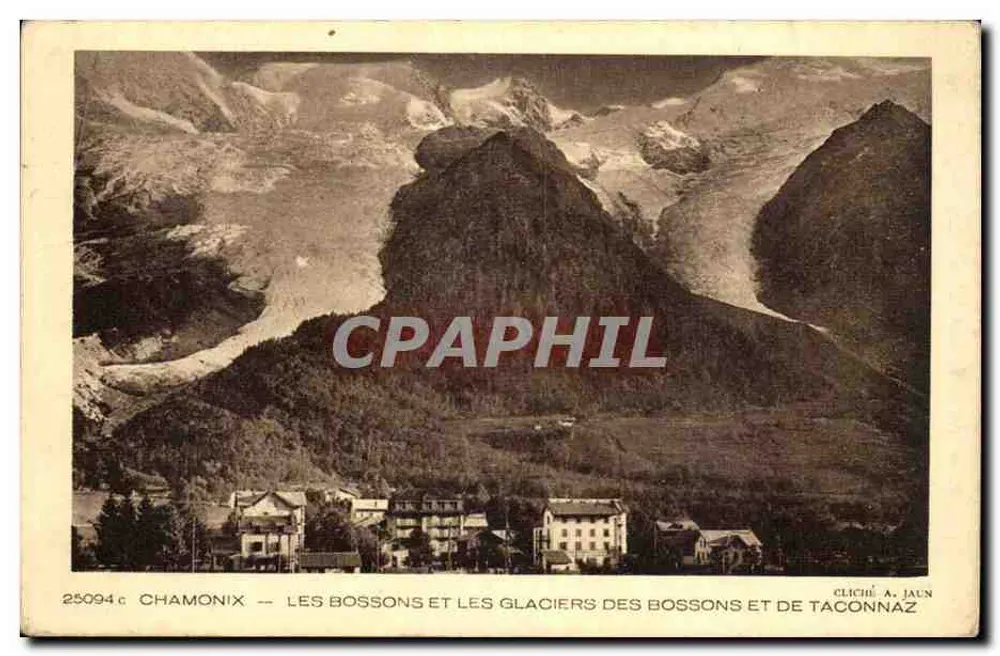Chamonix — Les Bossons und die Gletscher der Bossons und Taconnaz — Él. A. Jaun - Vorderseite