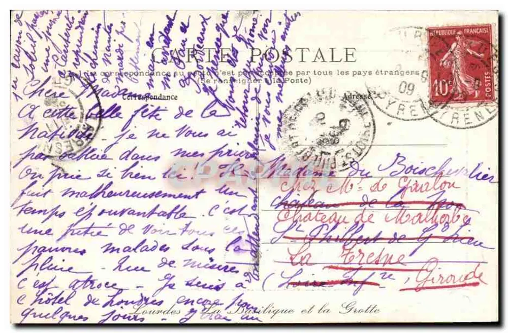 Lourdes — Basílica Nossa Senhora de Lourdes — editor não visível - Verso
