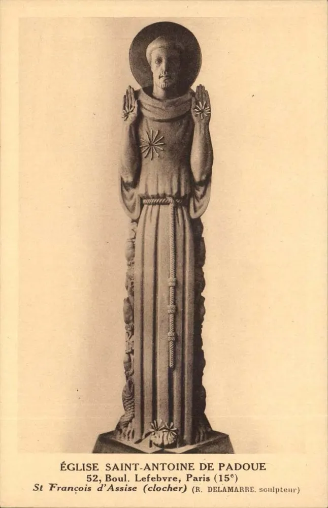 Kirche Saint Antoine von Padua — Statue des Heiligen Franz von Assisi — R. Delamarre, Bildhauer - Vorderseite