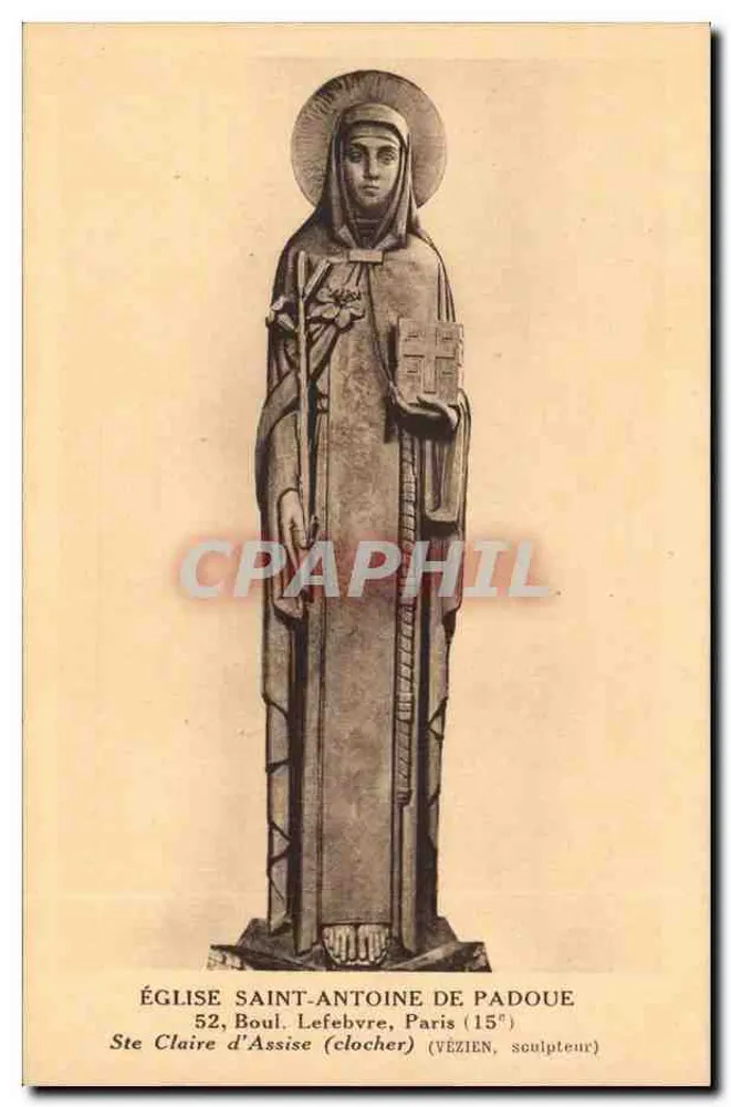 Kirche Saint-Antoine de Padoue — Statue der hl. Klara von Assisi — Verleger: Boul. Lefebvre, Paris (15. Arrondissement) - Vorderseite