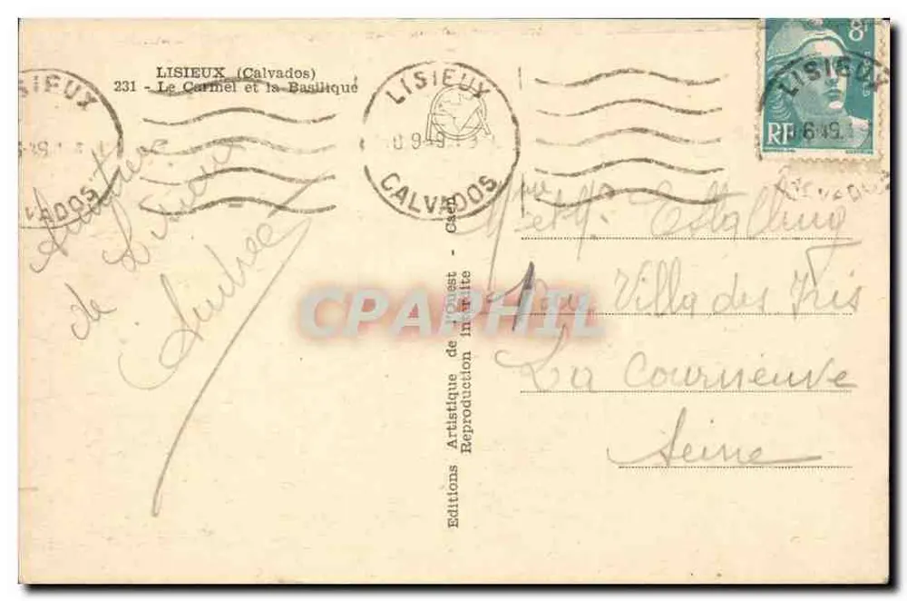 Lisieux (Calvados) — O Carmelo e a Basílica — Edições Artísticas do Oeste - Verso