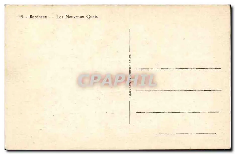 Bordeaux — Os Novos Quais — Héliogravure Orbie Macon n°39 - Verso